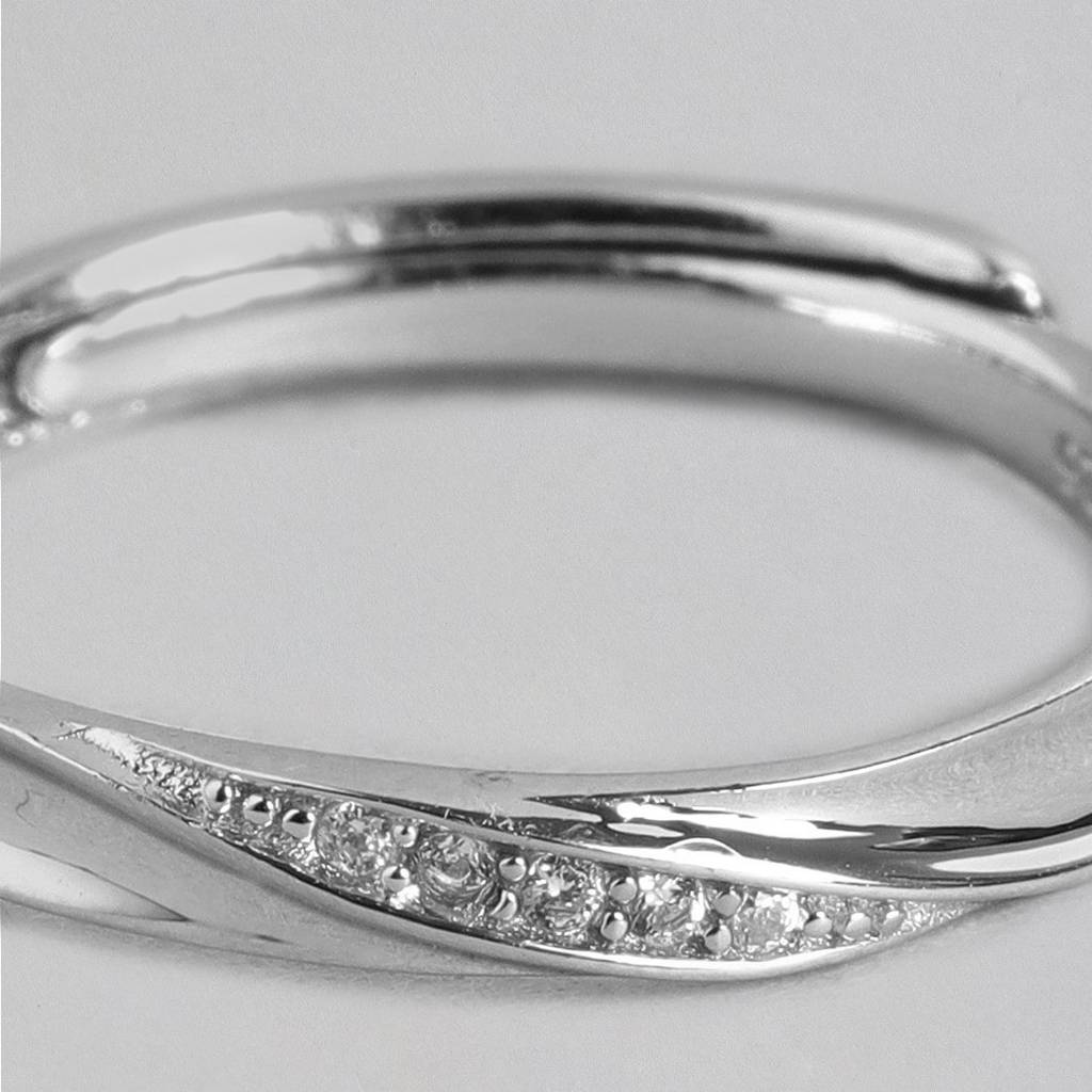 Waves Cz Rhodium Plated 925 Sterling Silver Ring : RNG-40114