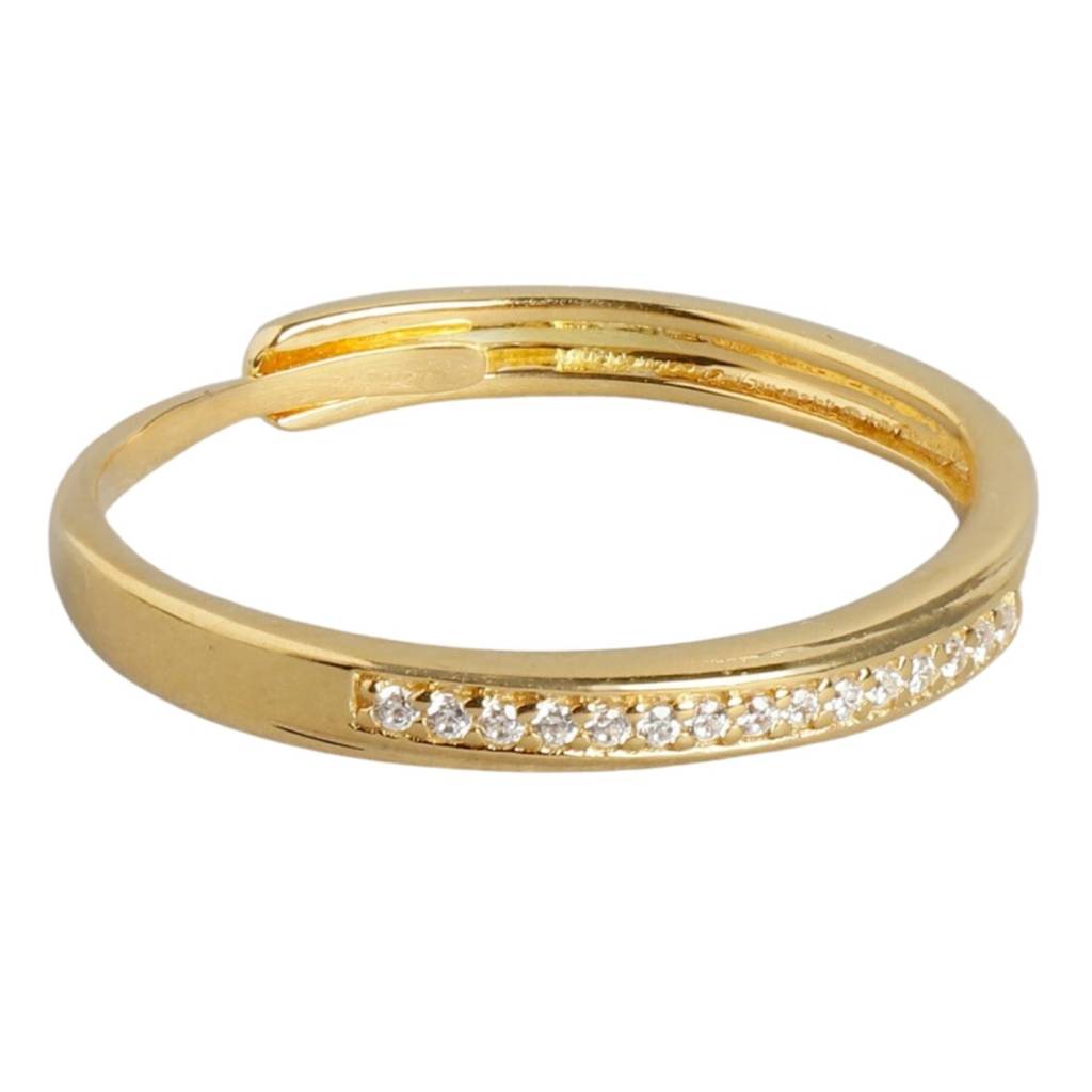 925 Pure Silver Gold Plated Cz One Line Cz Ring : RNG-40156