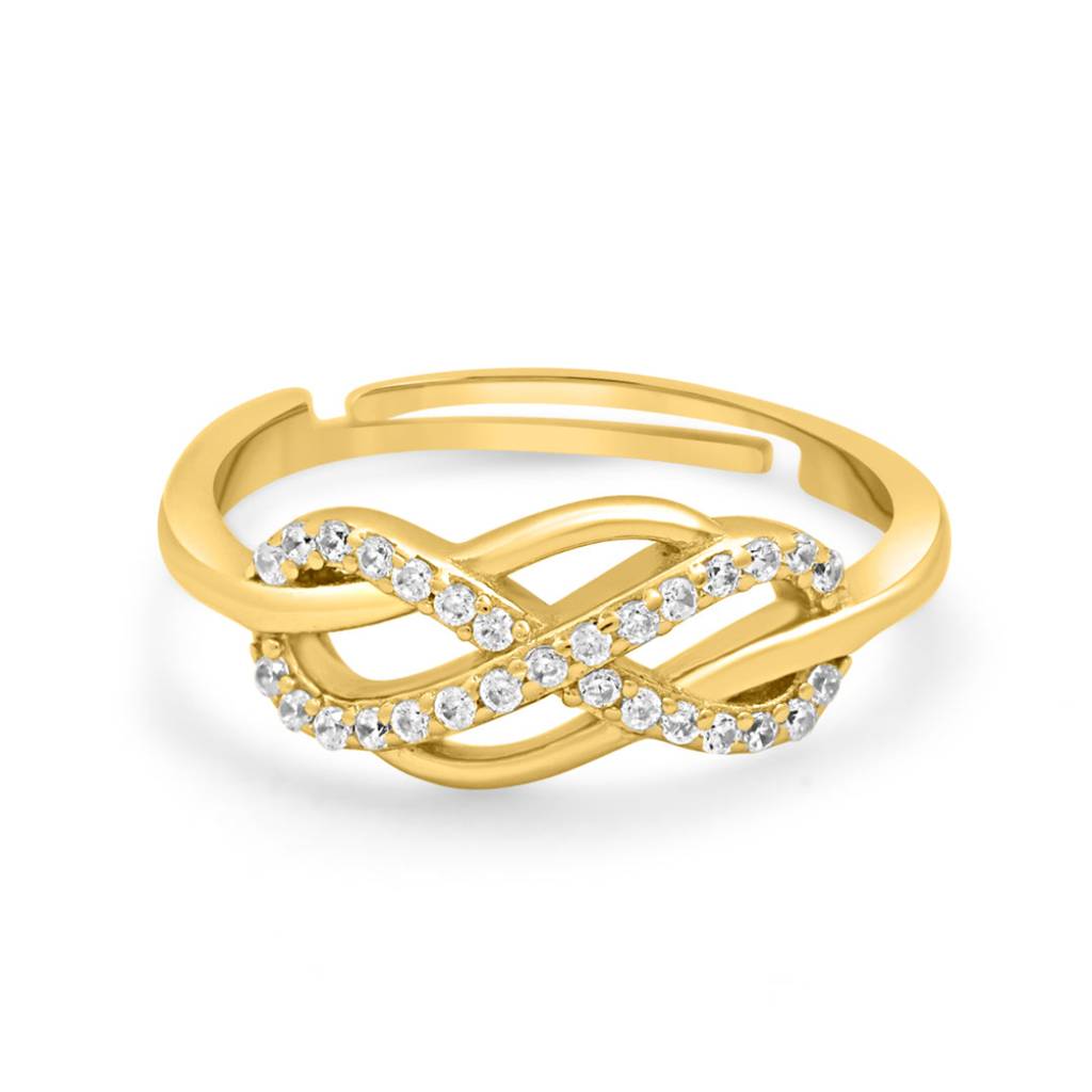 925 Pure Silver Gold Plated  Infinity Ring : RNG-40238-G