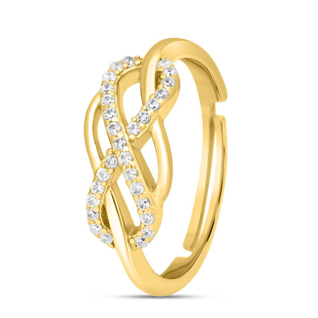 925 Pure Silver Gold Plated  Infinity Ring : RNG-40238-G