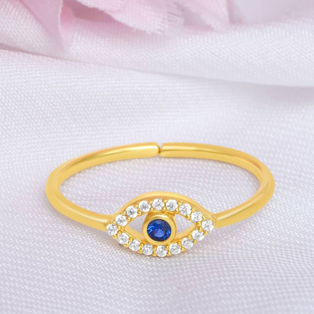 Evil Eye Gold Plated 925 Sterling Silver Ring : RNG-40313-G