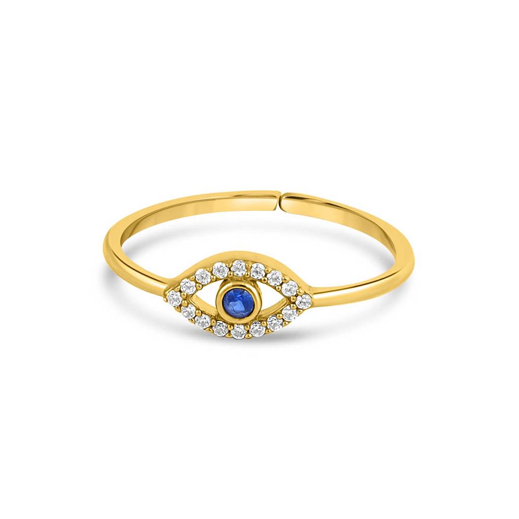 Evil Eye Gold Plated 925 Sterling Silver Ring : RNG-40313-G