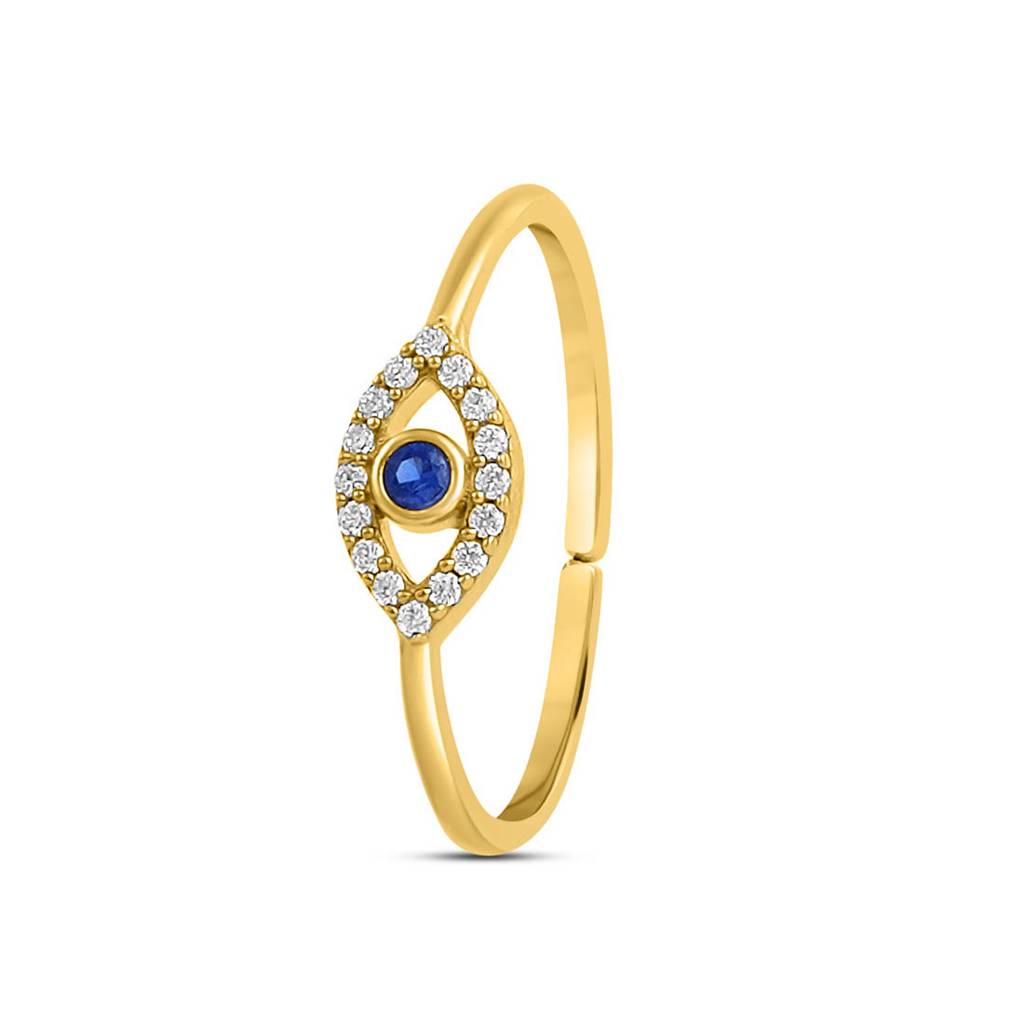 Evil Eye Gold Plated 925 Sterling Silver Ring : RNG-40313-G