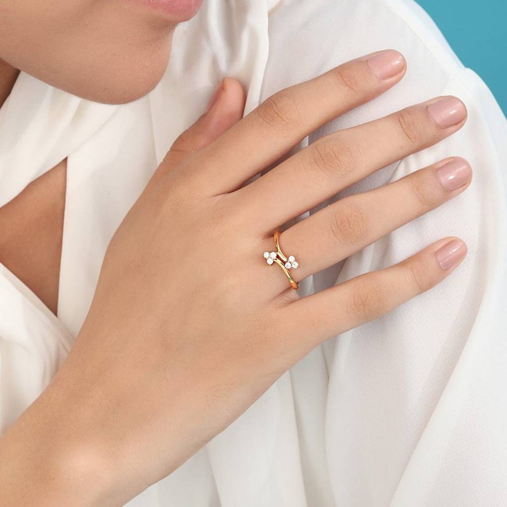 Cz Gold Plated 925 Sterling Silver Ring : RNG-40321-G