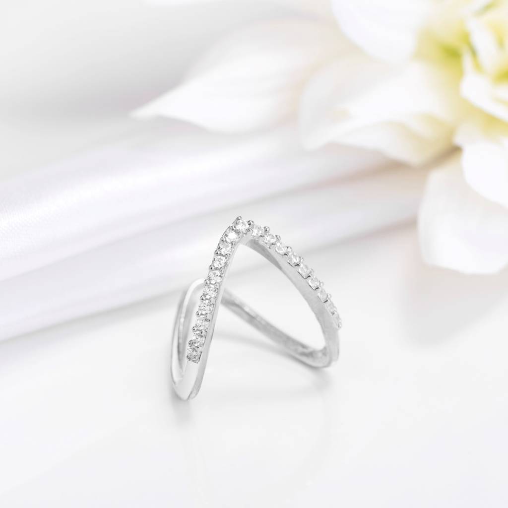 Rhodium Plated CZ Bridal Ring Set
