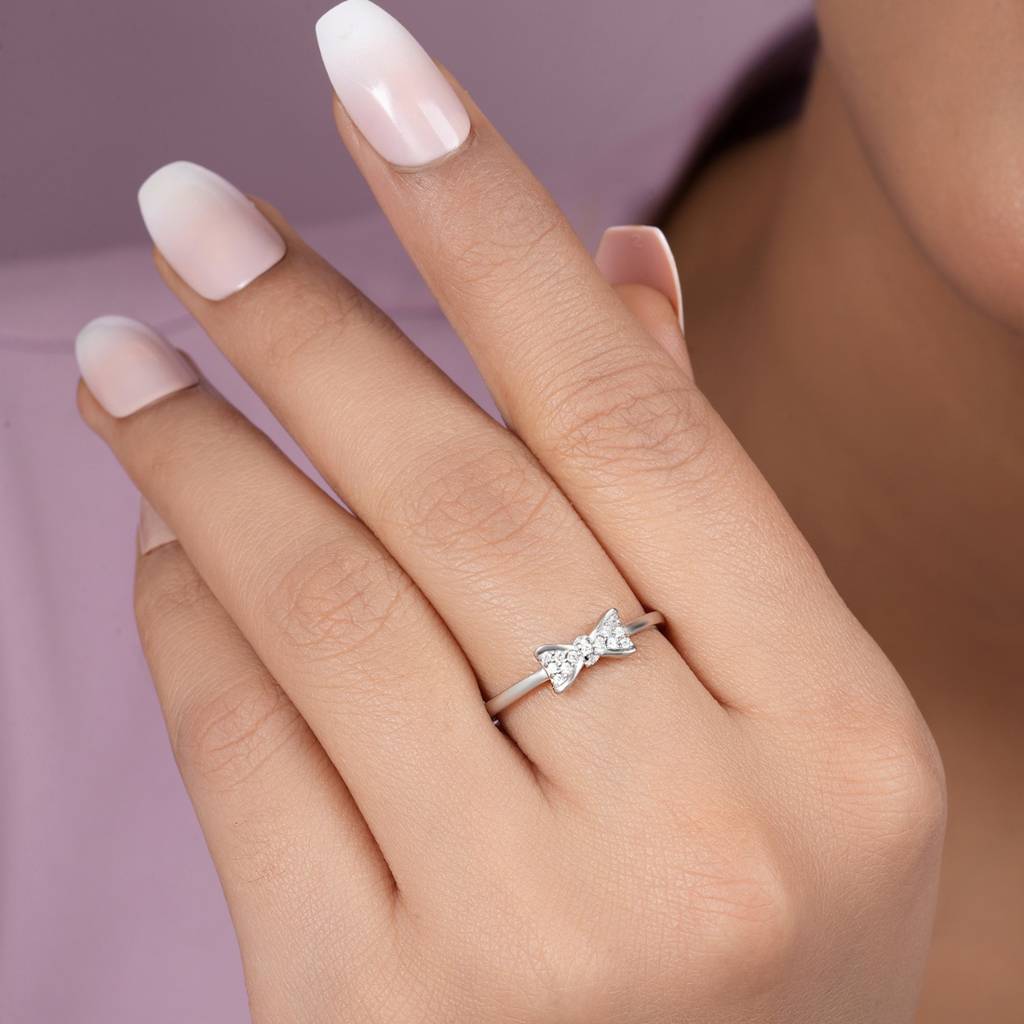 Sparkling Bloom Rhodium Plated 925 Sterling Silver Ring : RNG-40391-R