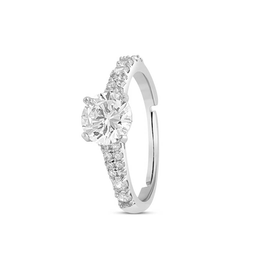 Zavya Classic Solitaire Rhodium Plated 925 Sterling Silver Ring