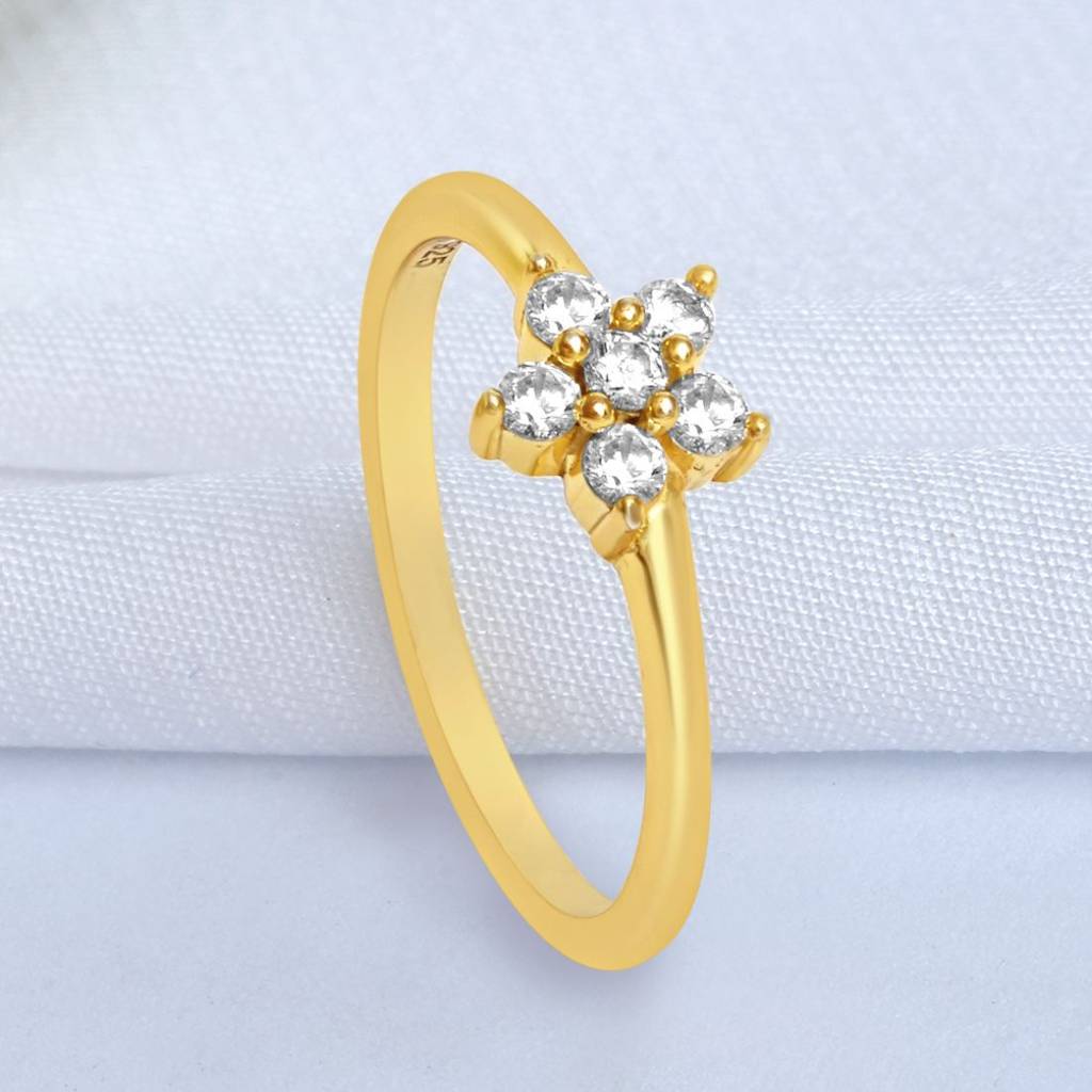 Blossoming Beauty Gold Plated 925 Sterling Silver Ring : RNG-40414-G