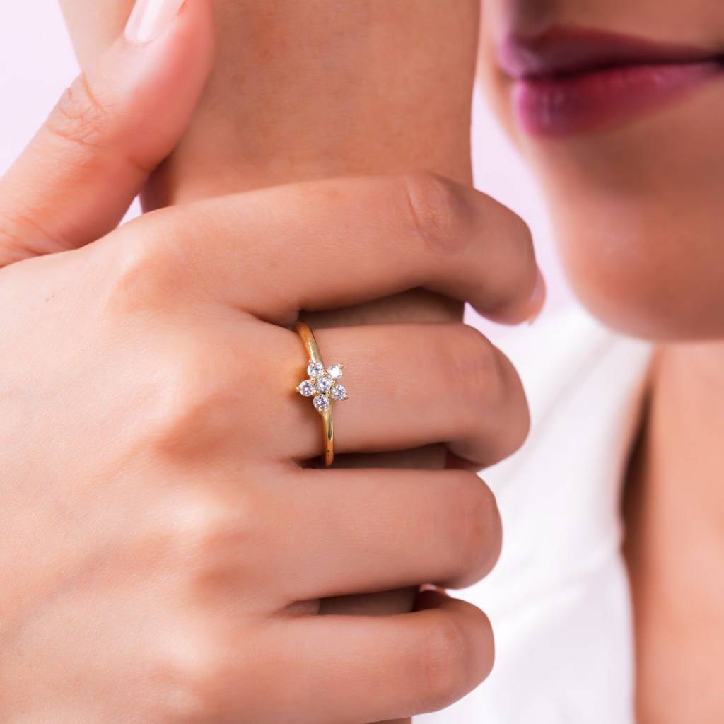 Blossoming Beauty Gold Plated 925 Sterling Silver Ring : RNG-40414-G