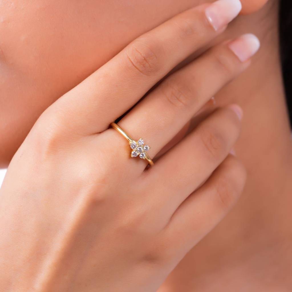 Blossoming Beauty Gold Plated 925 Sterling Silver Ring : RNG-40414-G