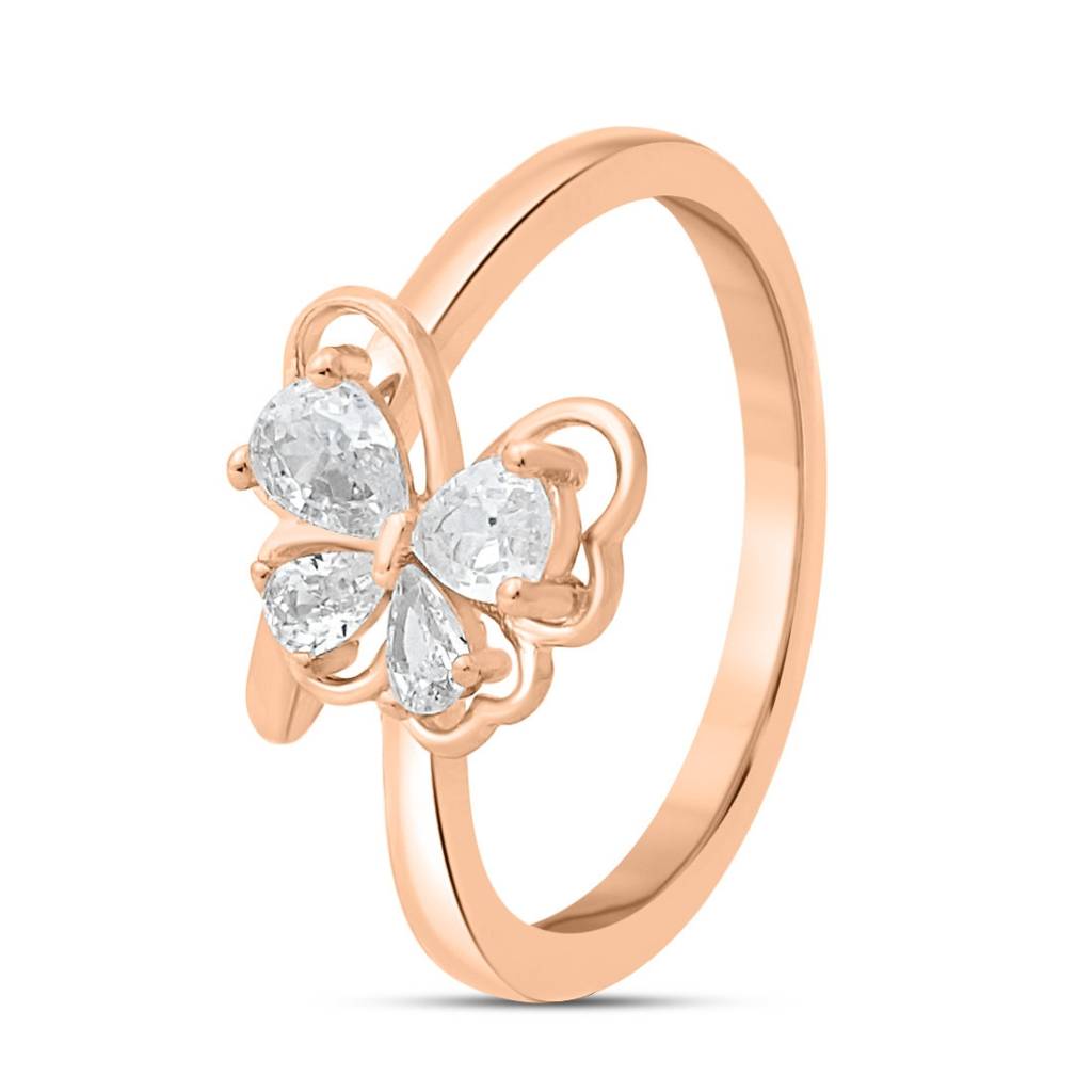 Luxurious Butterfly Rose Gold Plated 925 Sterling Silver Ring : RNG-40415-RG