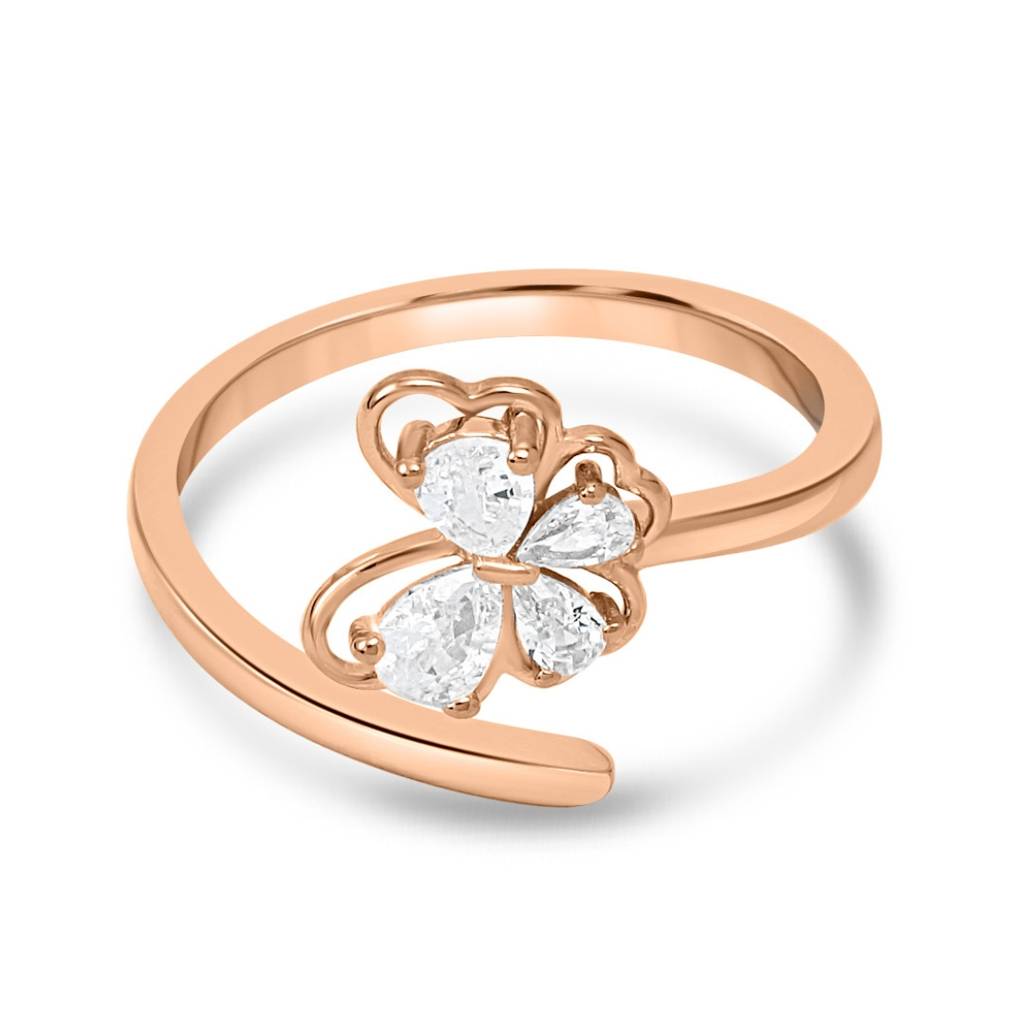 Luxurious Butterfly Rose Gold Plated 925 Sterling Silver Ring : RNG-40415-RG
