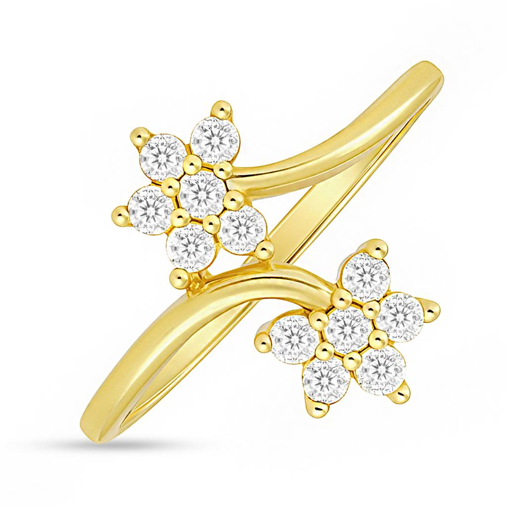 Two Souls In Bloom Gold Plated Ring (Adjustable) : RNG-40441-G