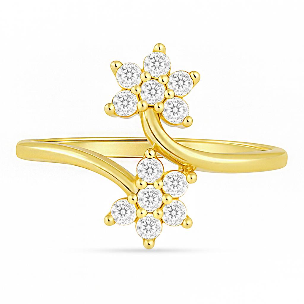 Two Souls In Bloom Gold Plated Ring (Adjustable) : RNG-40441-G