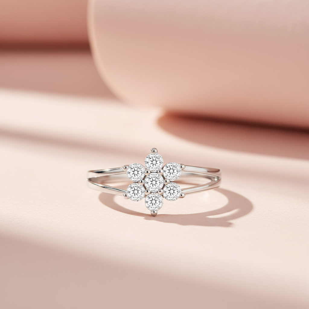 Flower Of Fortune Rhodium Plated Ring (Adjustable) : RNG-40445-R