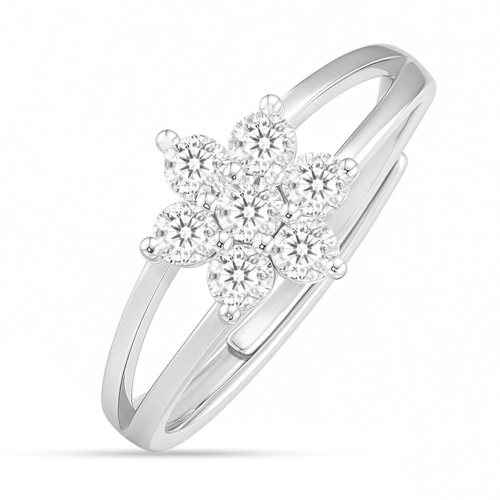 Flower Of Fortune Rhodium Plated Ring (Adjustable) : RNG-40445-R