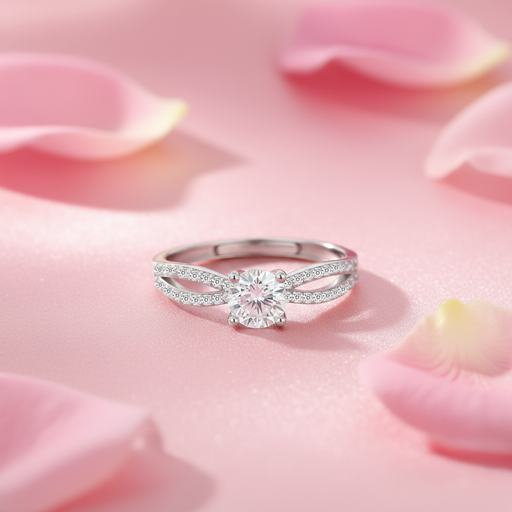 Promise Of Forever Solitaire Rhodium Plated Ring (Adjustable)  Sterling Silver Adjustable Silver - Main Image