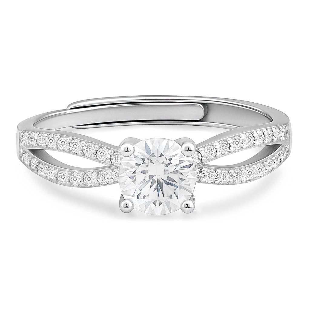 Promise Of Forever Solitaire Rhodium Plated Ring (Adjustable) : RNG-40446-R