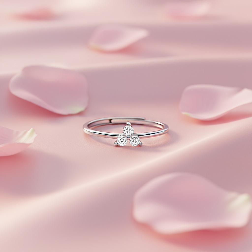 Three Wishes Silver Rhodium Plated Ring (Adjustabe) : RNG-40460-R