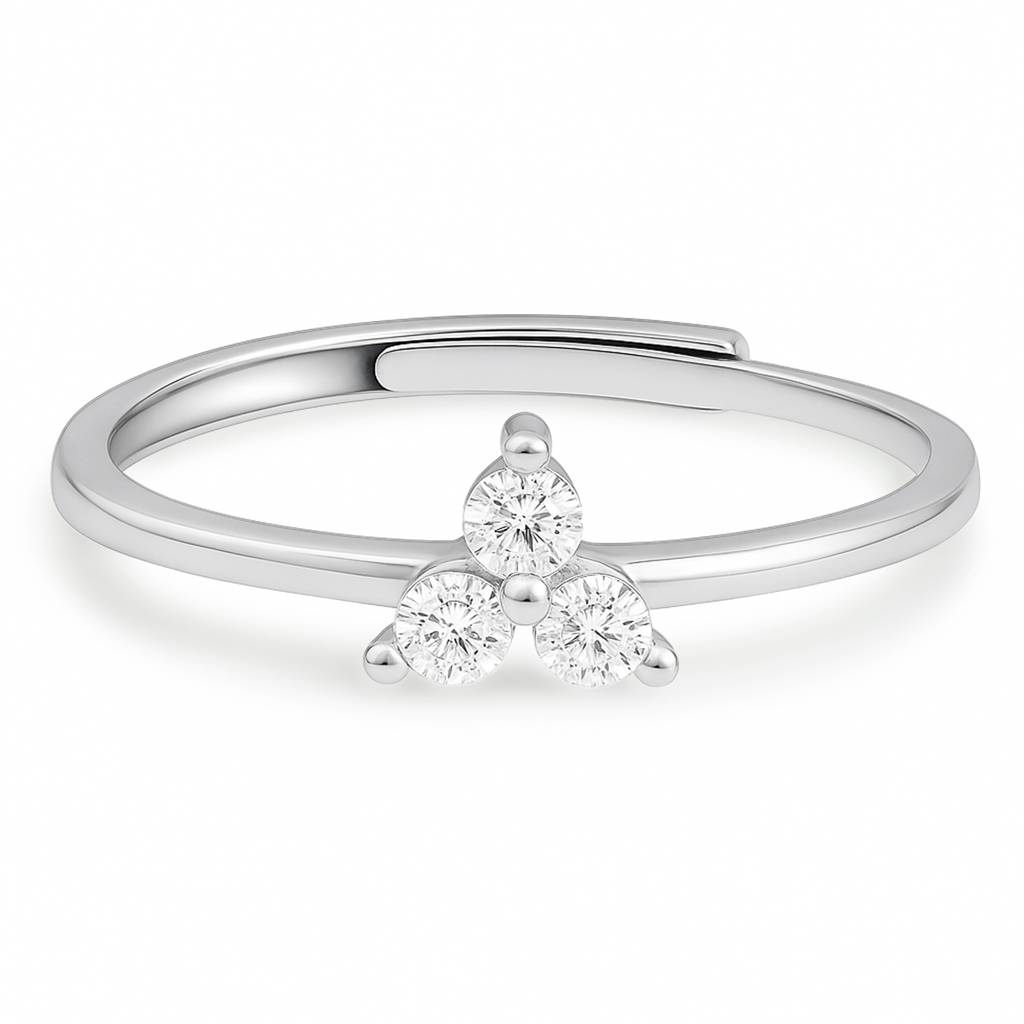 Three Wishes Silver Rhodium Plated Ring (Adjustabe) : RNG-40460-R