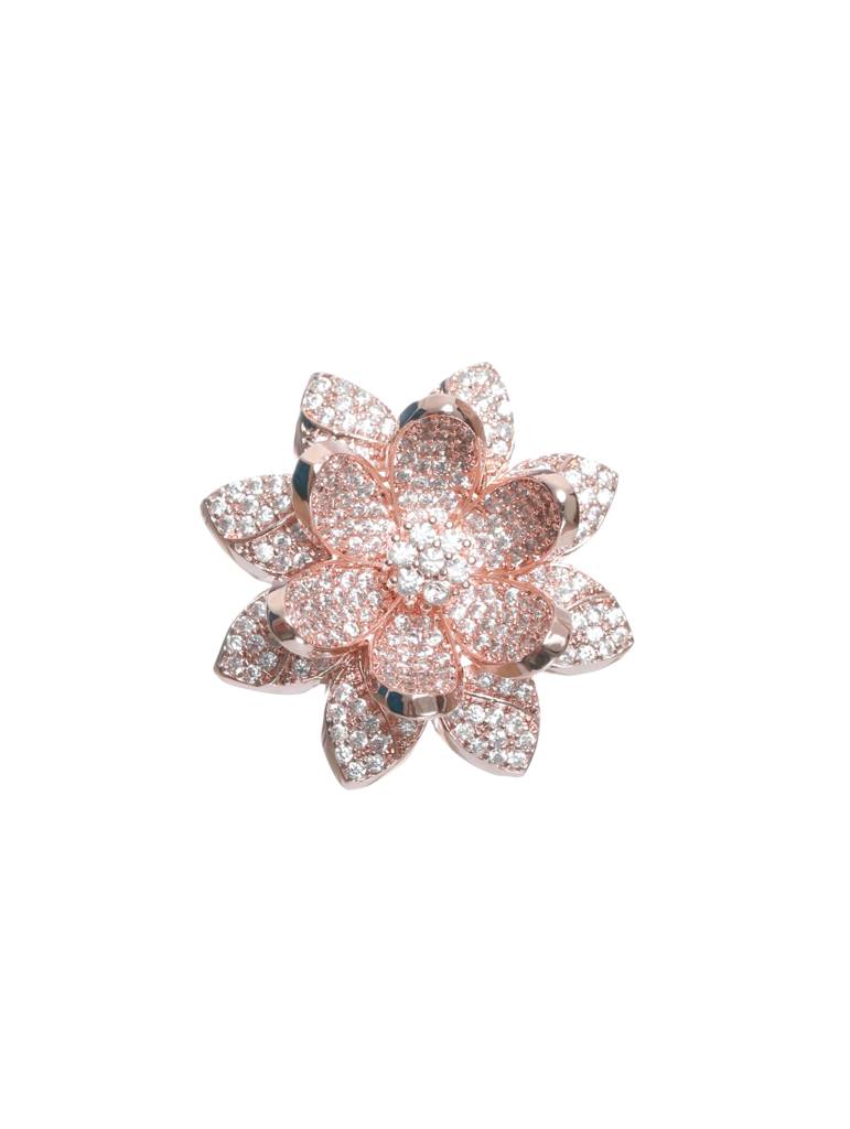 Women Rose Gold-Plated Ad-Studded Handcrafted Adjustable Finger Ring : RNG-JS22-80023