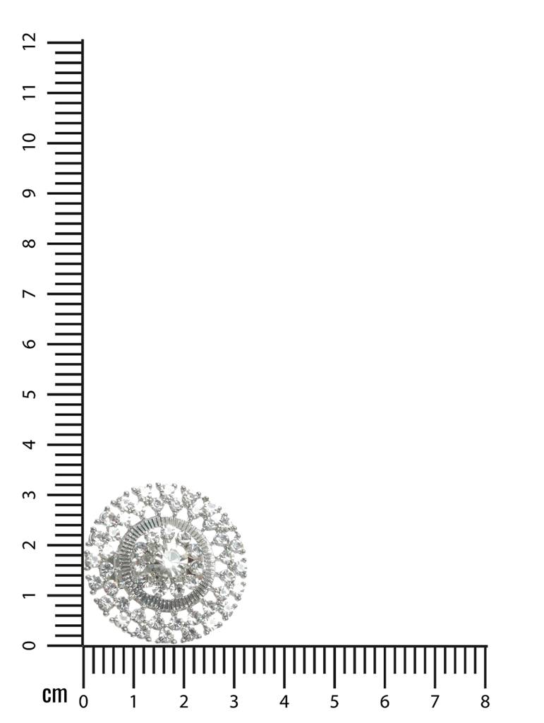 Women Silver-Plated White Cz-Studded Adjustable Finger Ring : RNG-JS22-80025