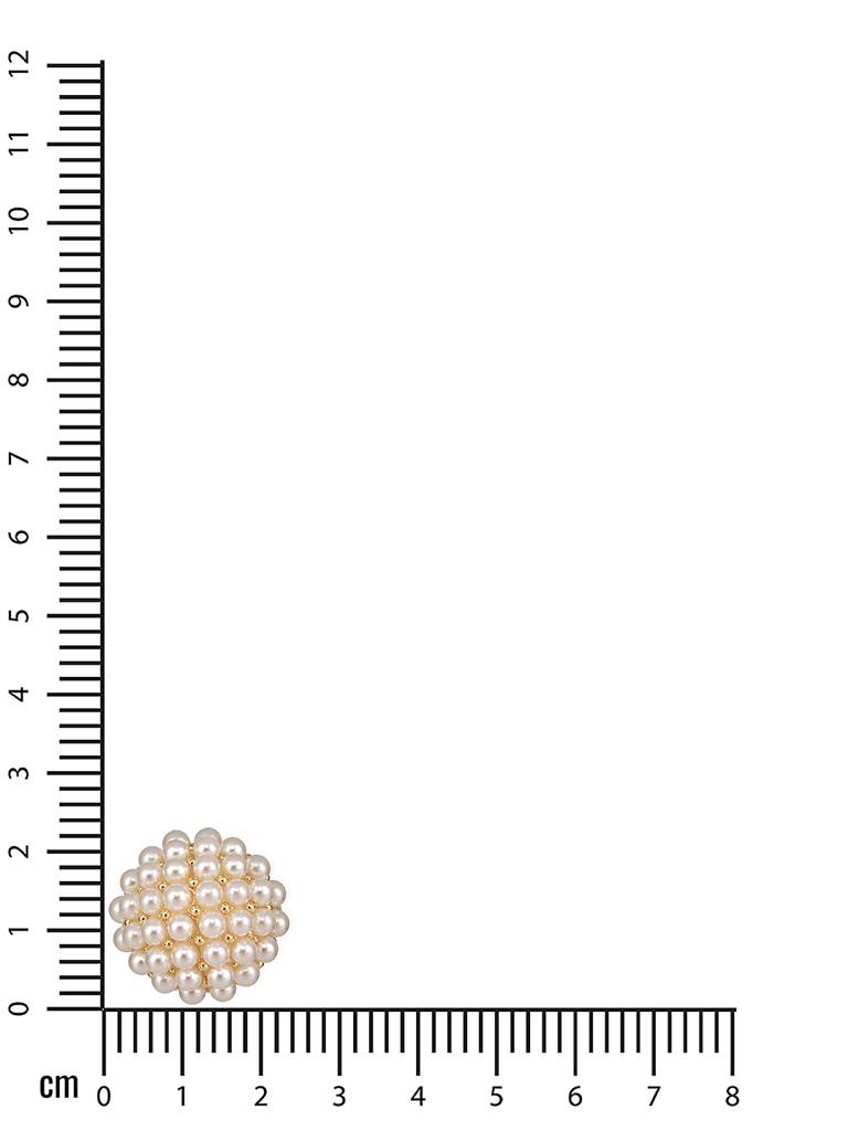 Gold-Plated Pearls-Studded Flower Detail Adjustable Finger Ring : RNG-JS23-80078