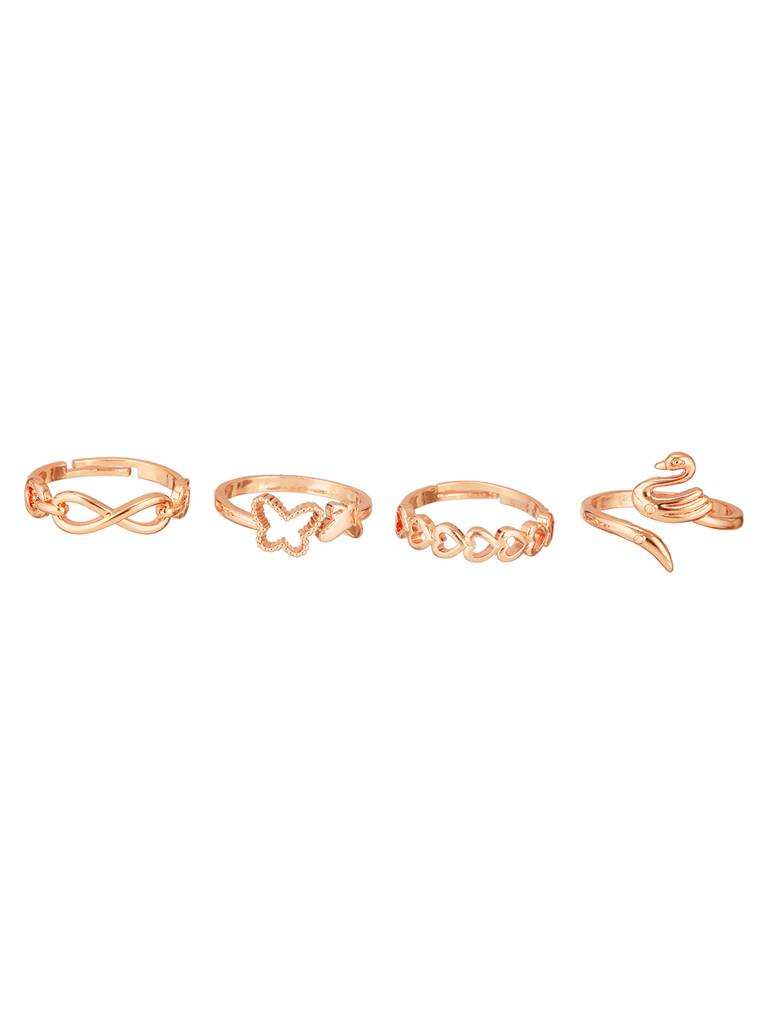 Set Of 4 Gold Plated Adjustable Rings : RNG-JS24-80092