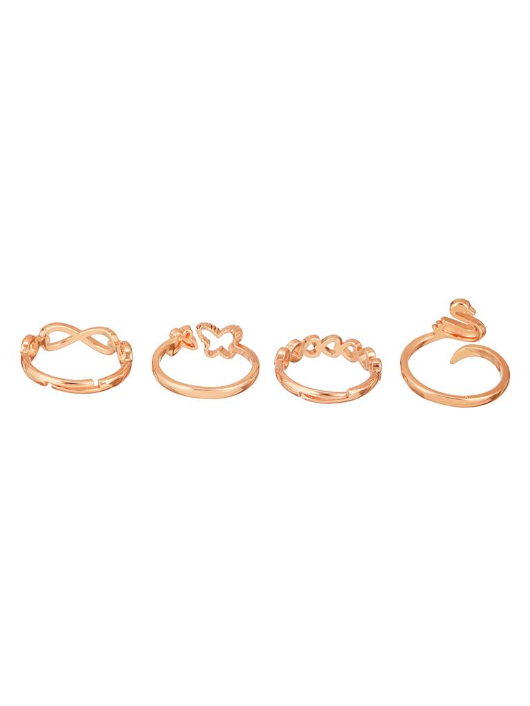Set Of 4 Gold Plated Adjustable Rings : RNG-JS24-80092