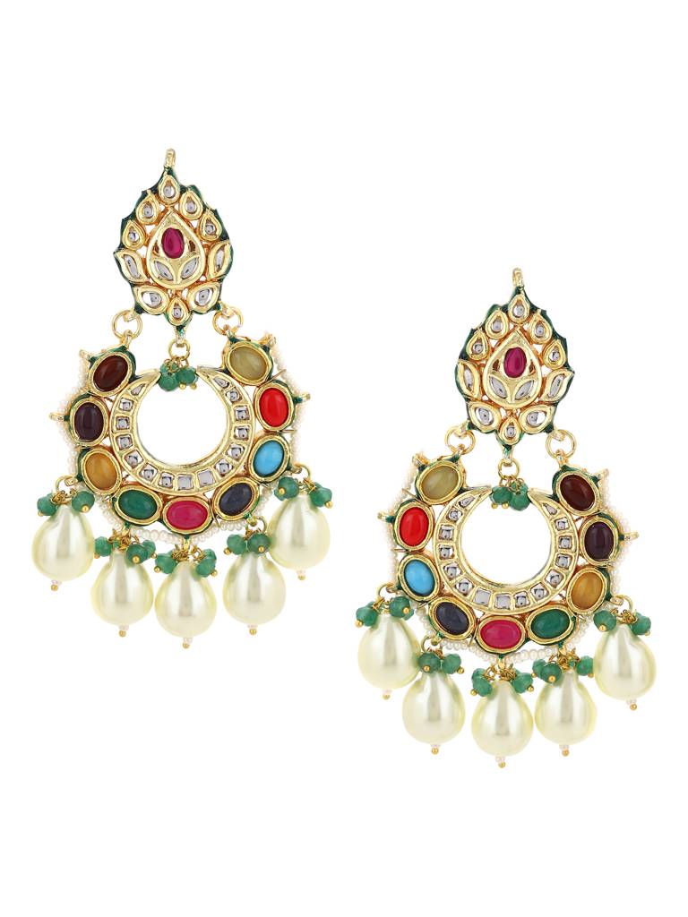 Kundan Navratan Earrings : RRA22-14