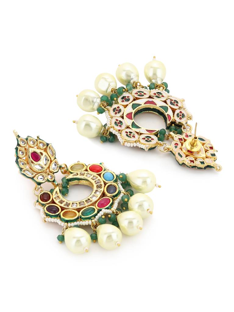 Kundan Navratan Earrings : RRA22-14