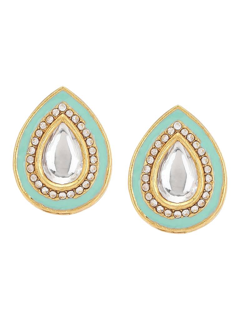 Sea Green Crystal Kundan Studs : RRA22-15