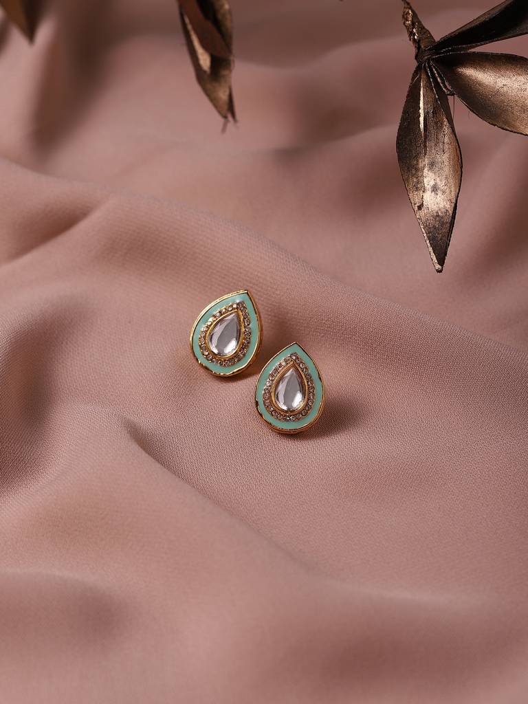 Sea Green Crystal Kundan Studs : RRA22-15
