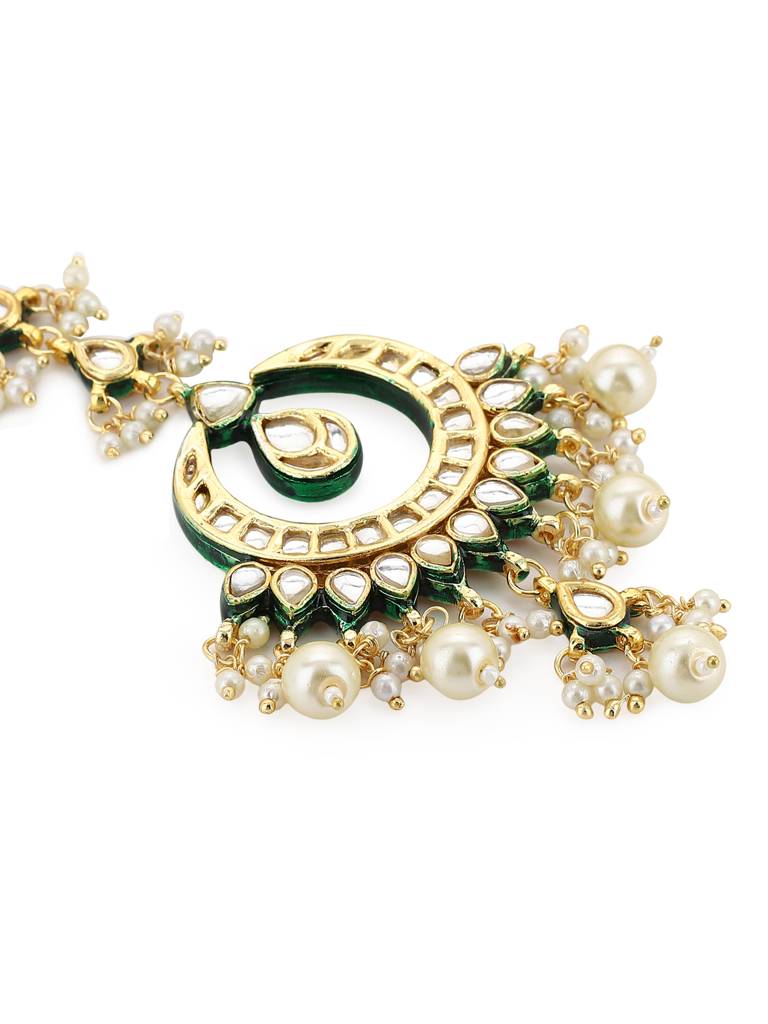 Kundan Neckpiece With Earrings & Maang Tikka : RRA22-1