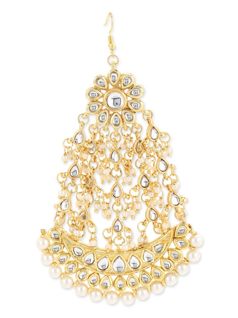 White Gold Kundan Beaded Passa : RRA22-25
