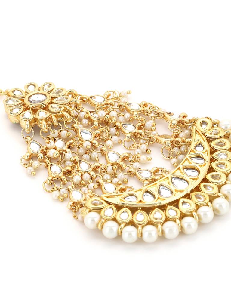 White Gold Kundan Beaded Passa : RRA22-25