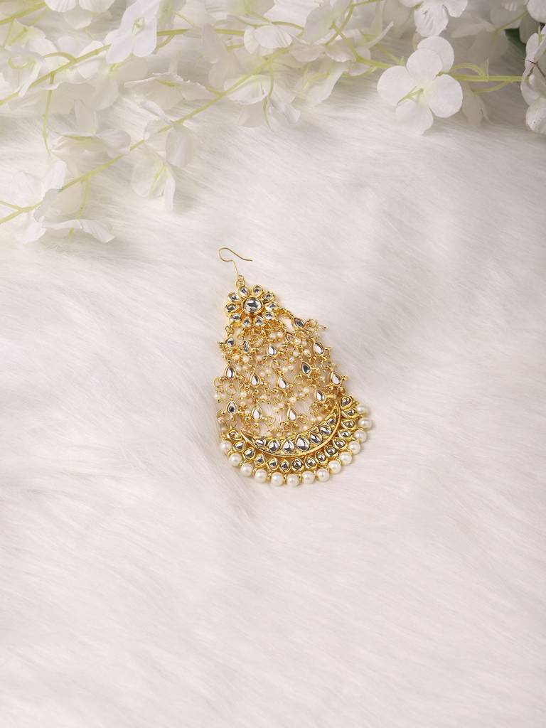 White Gold Kundan Beaded Passa : RRA22-25