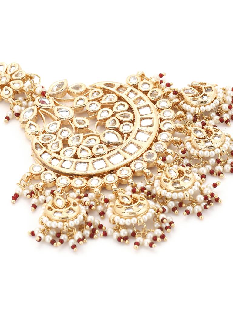 White & Red Kundan Beaded Passa : RRA22-26