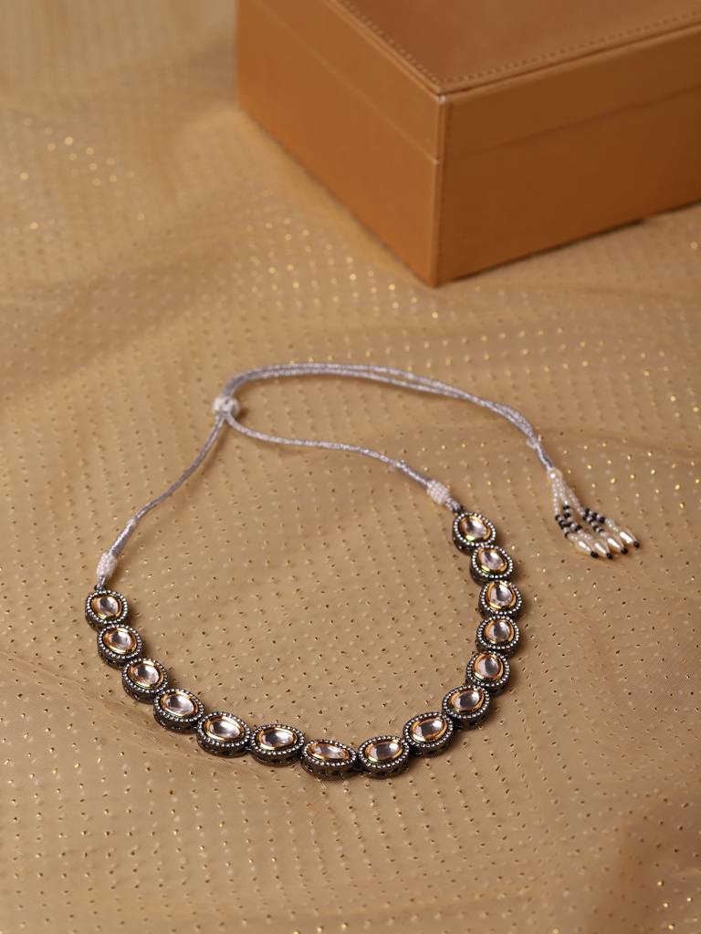 Silver-Toned Brass Rhodium-Plated Necklace : RRA22-6