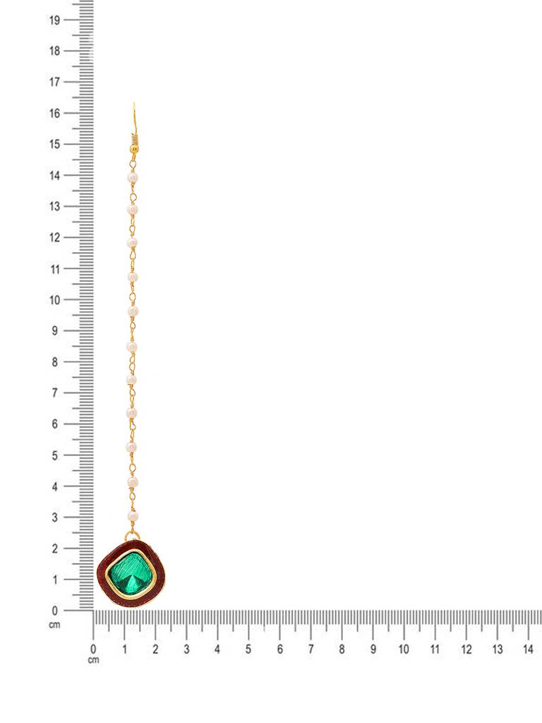 Green And Red Meenakari Kundan Maang Tikka : RRAUG25-12