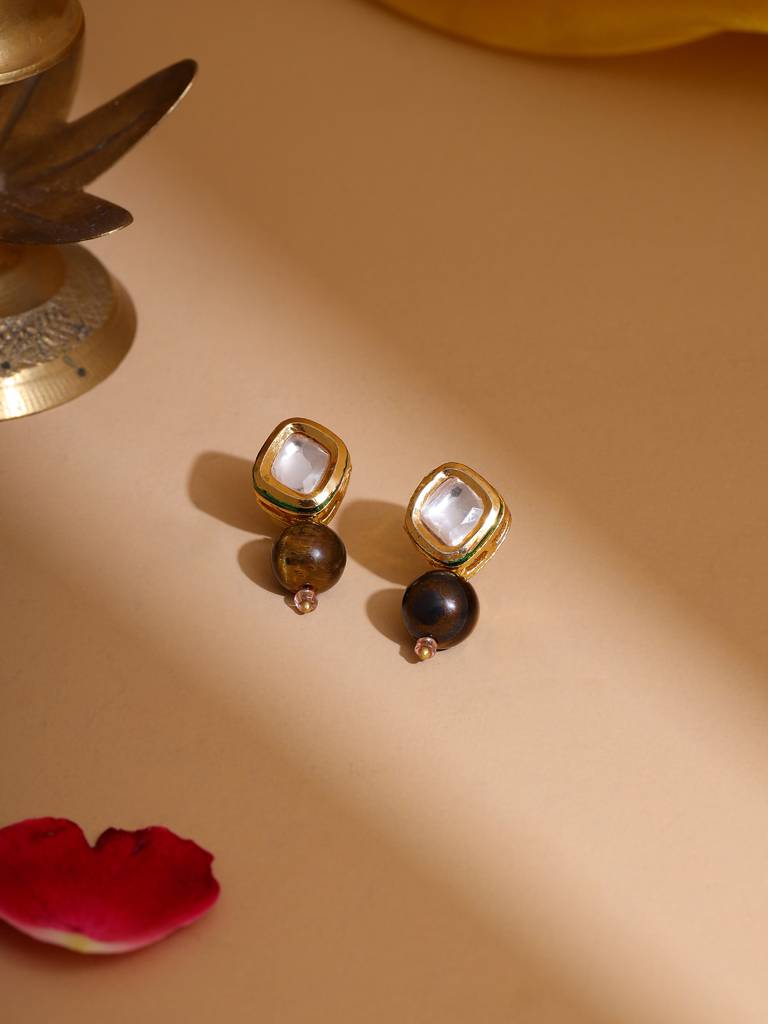 Tiger Eye Stone Kundan Studs : RRAUG25-23