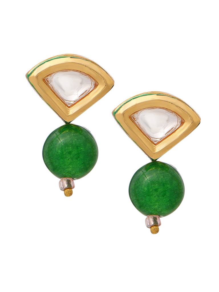 Green Aventurine Kundan Studs-Rraug25-25 : RRAUG25-25