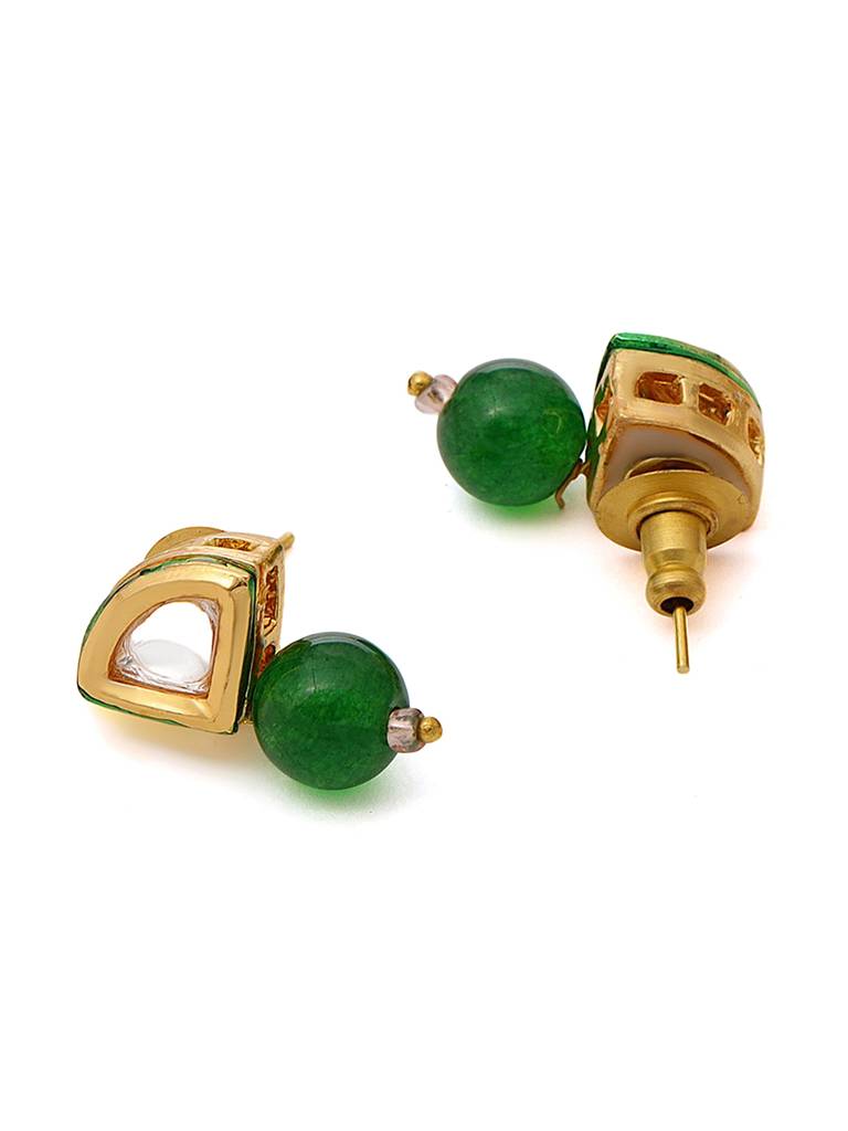 Green Aventurine Kundan Studs-Rraug25-25 : RRAUG25-25