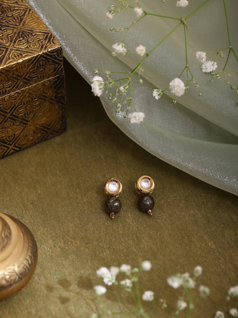 Pyrite Kundan Studs Brass Purple