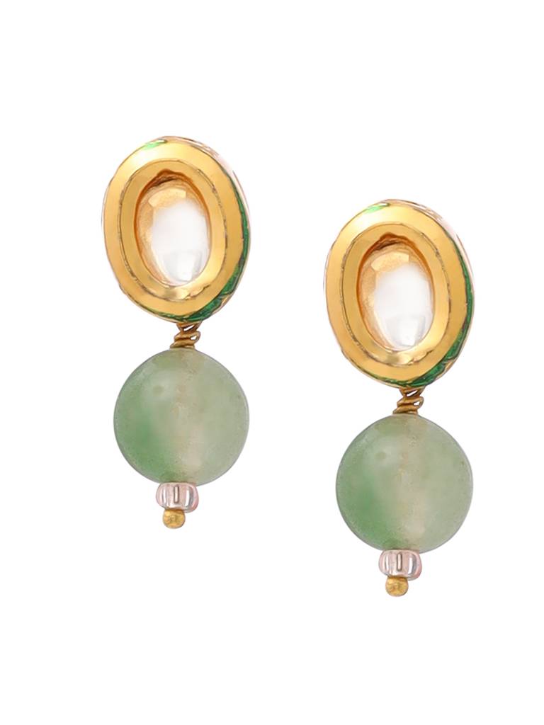 Green Aventurine Kundan Studs-Rraug25-32 : RRAUG25-32