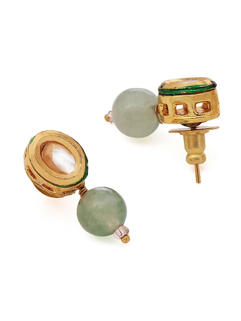 Green Aventurine Kundan Studs-Rraug25-32 : RRAUG25-32