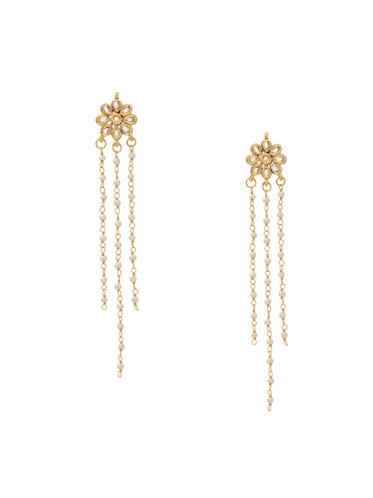 Long Kundan & Pearl Dangler Earrings : RRAUG25-34