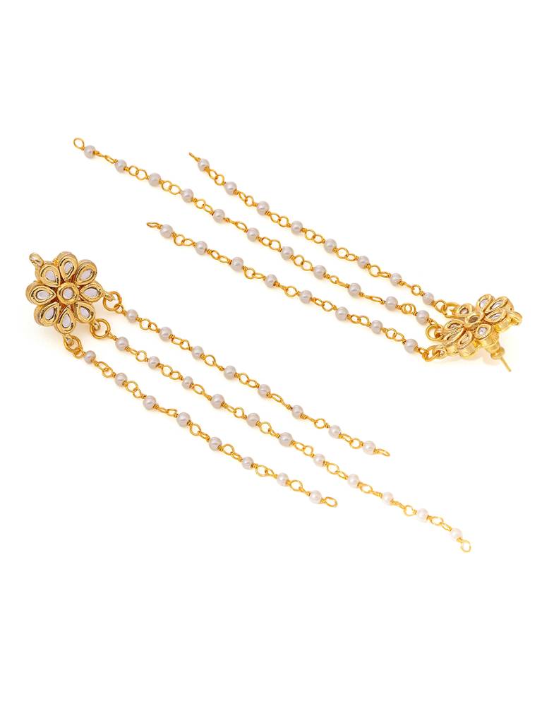 Long Kundan & Pearl Dangler Earrings : RRAUG25-34