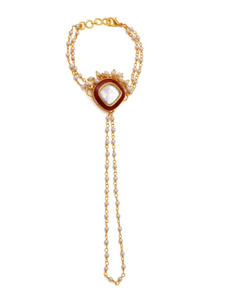 Red Meenakari Kundan Haath Phool : RRAUG25-38