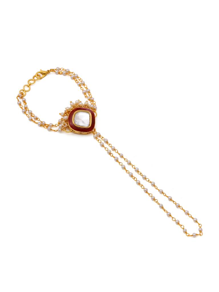 Red Meenakari Kundan Haath Phool : RRAUG25-38